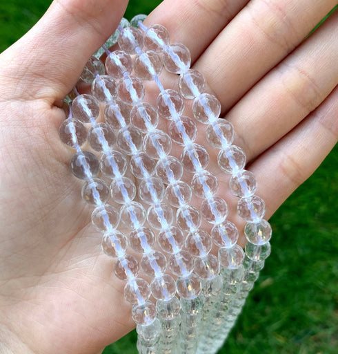 Clear Crystal Quartz Gemstone Beads, 8mm, Faceted